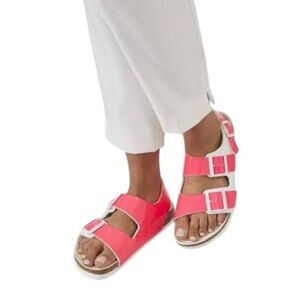 Birkenstock Milano Patent Neon Pink/White Sandals Size 10